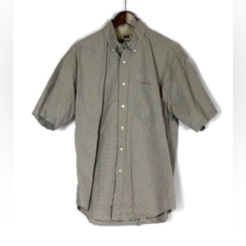 Haggar Plaid Dress Shirt Button Down Short Sleeve